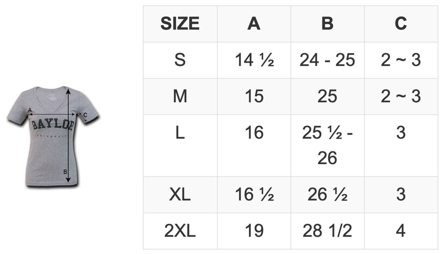 Appalachian App State University Mountaineers Womens Institutional Tee T-Shirt Heather Charcoal - Size Chart