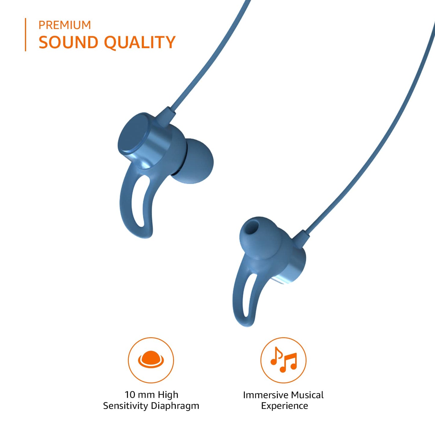 Amazon Basic Bluetooth 5.0 Neckband with Up to 30 Hours Playtime, Magnetic Earbuds, Voice Assistant, Dual Pairing and IPX6 Rated, Blue