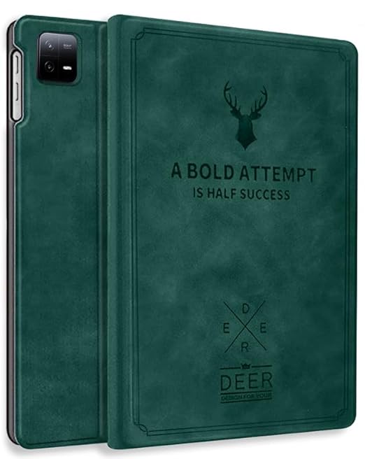 Robustrion Cover for Xiaomi Mi Pad 6 Cover, Deer Pattern Flip Case Cover for Xiaomi Mi Pad 6 11 inch, Support Auto Sleep Wake - Dark Green