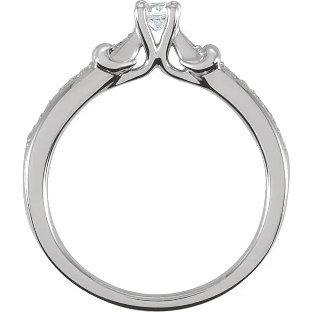 Sterling Silver 3.4 mm Imitation White Cubic Zirconia Ring