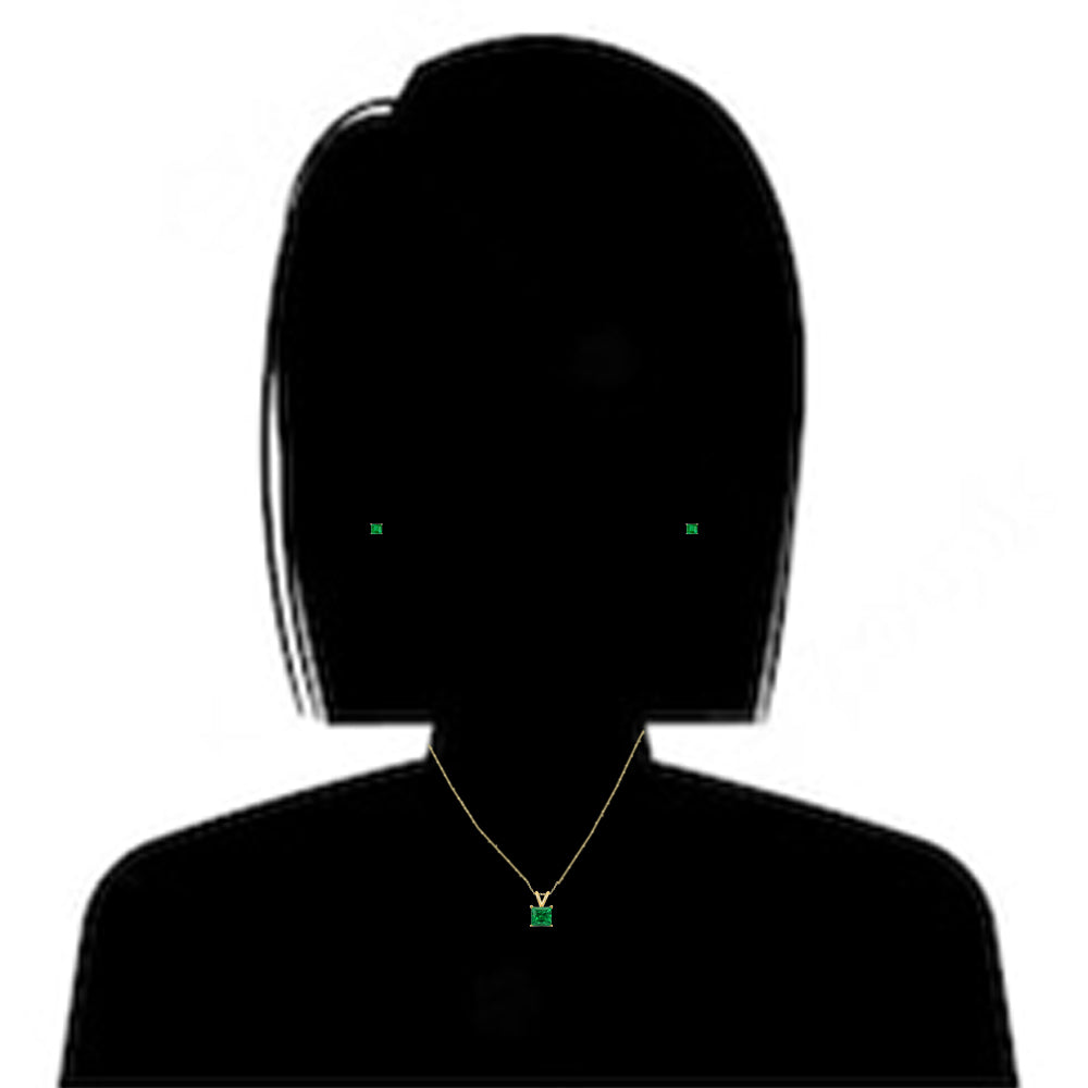 18K Yellow Gold 1/2ct Created Emerald CZ Square 18 Inch Necklace and Earrings Set Plated