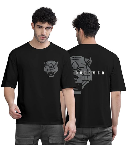 Trendy Front Printed Oversized Round Neck T-Shirt for Men