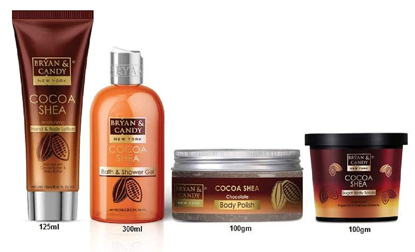 Bryan & Candy New York Cocoa Shea Bath Tub Kit Diwali Gift Set For Women And Men, Complete Home Spa Experience (Shower Gel, Hand & Body Lotion, Sugar Scrub, Body Polish)