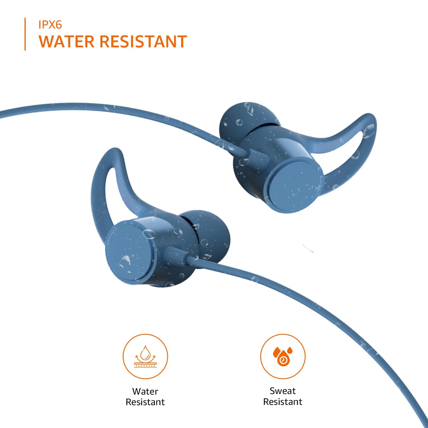 Copy of Amazon Basics Bluetooth 5.0 Neckband with Up to 30 Hours Playtime, Magnetic Earbuds, Voice Assistant, Dual Pairing and IPX6 Rated, Blue