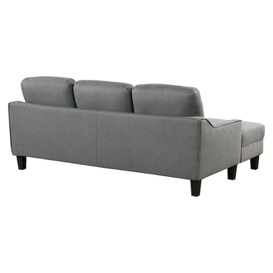 OSP Home Furnishings - Lester Sofa With Chaise and Twin Sleeper in Fabric With Black Legs - Grey