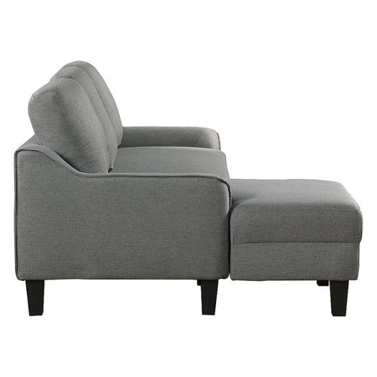 OSP Home Furnishings - Lester Sofa With Chaise and Twin Sleeper in Fabric With Black Legs - Grey