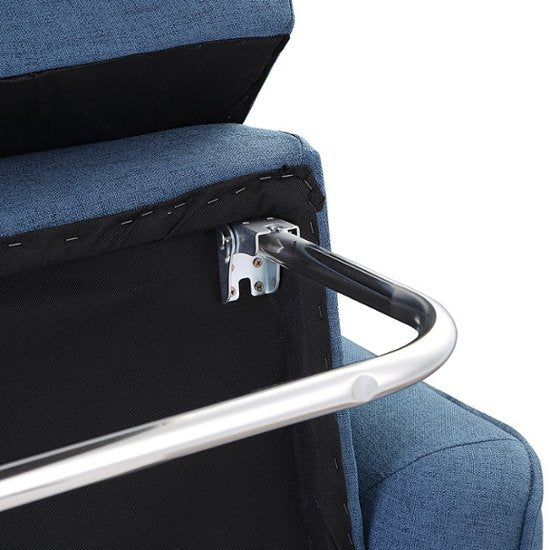 OSP Home Furnishings - Lester Sofa With Chaise and Twin Sleeper in Fabric With Black Legs - Grey