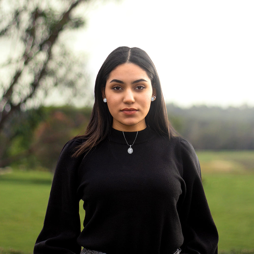 18K White Gold Created Diamond CZ Round 2 Carat Oval Necklace Plated 18 inch