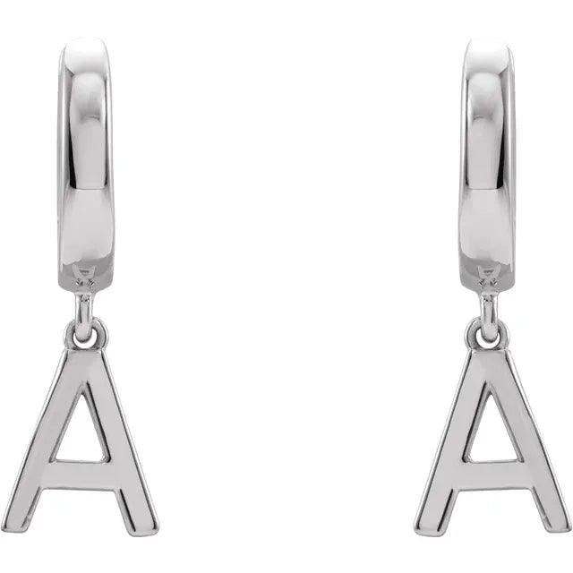 Sterling Silver Initial A Hinged Huggie Earring