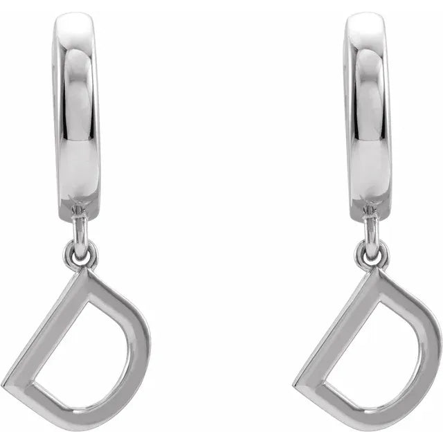Sterling Silver Initial D Hinged Huggie Earring