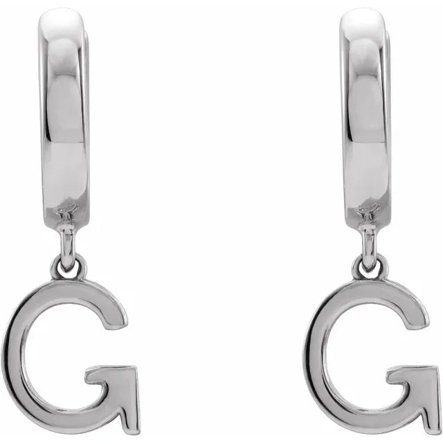 Sterling Silver Initial G Hinged Huggie Earring