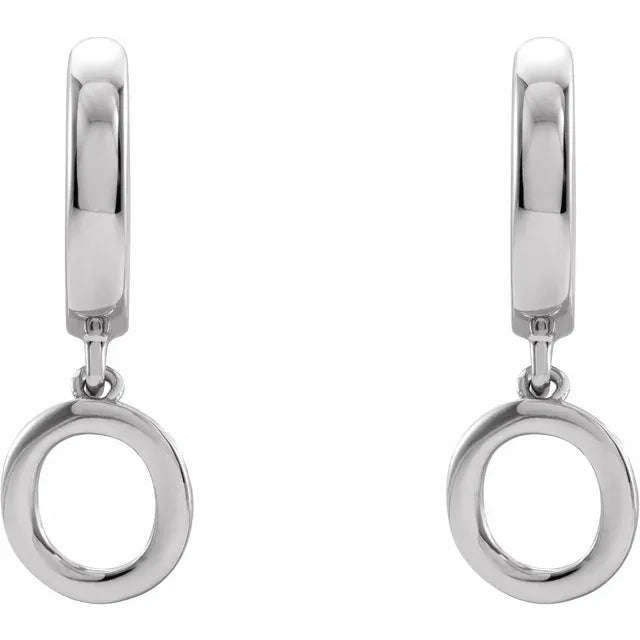 Sterling Silver Initial O Hinged Huggie Earring