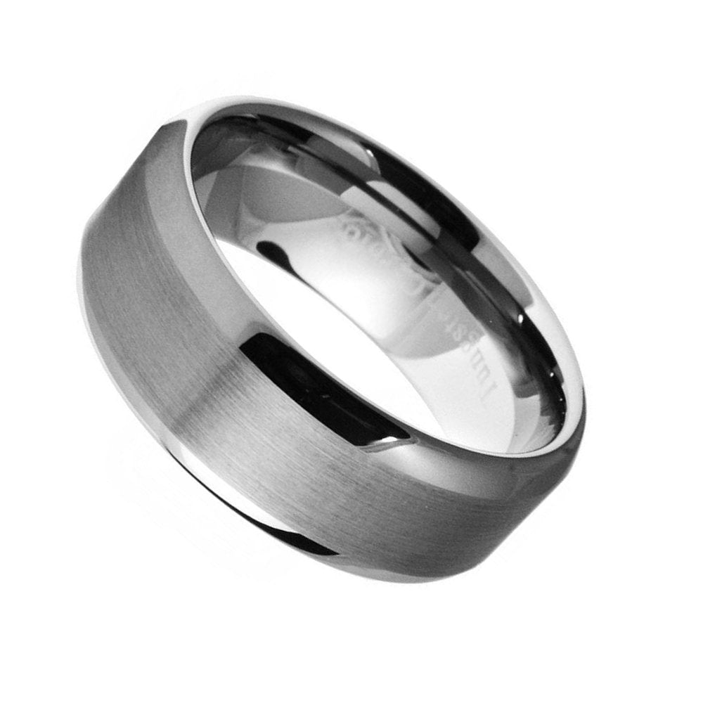Paris Jewelry Tungsten Black Brushed Ring Wedding Band 8mm For Men & Women (Size 7 - 12)