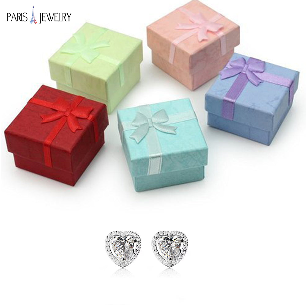 24k White Gold Plated 4 Ct Created Halo Heart White Sapphire CZ Stud Earrings