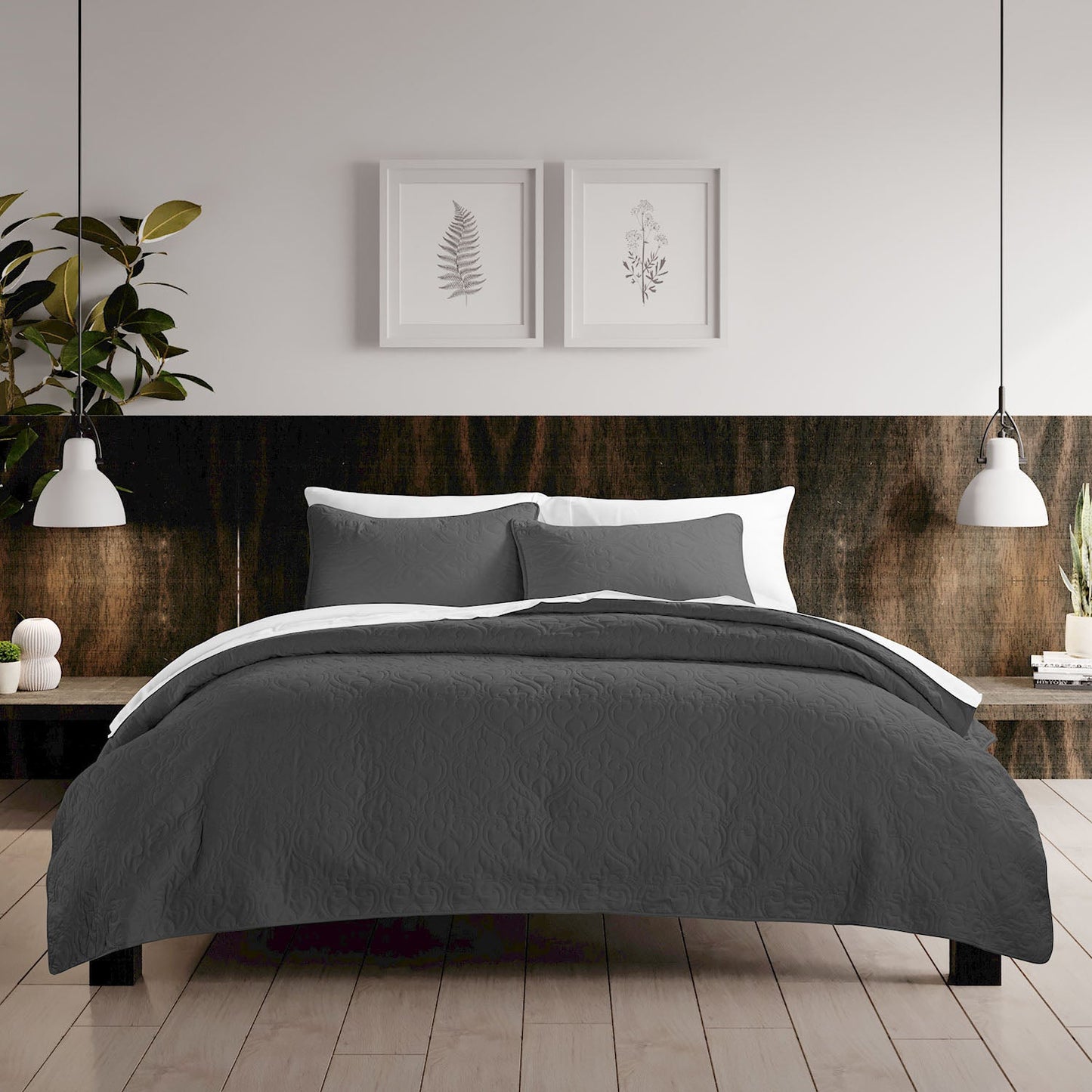 Urban Loft - Rose Quilt Set - Gray Rose