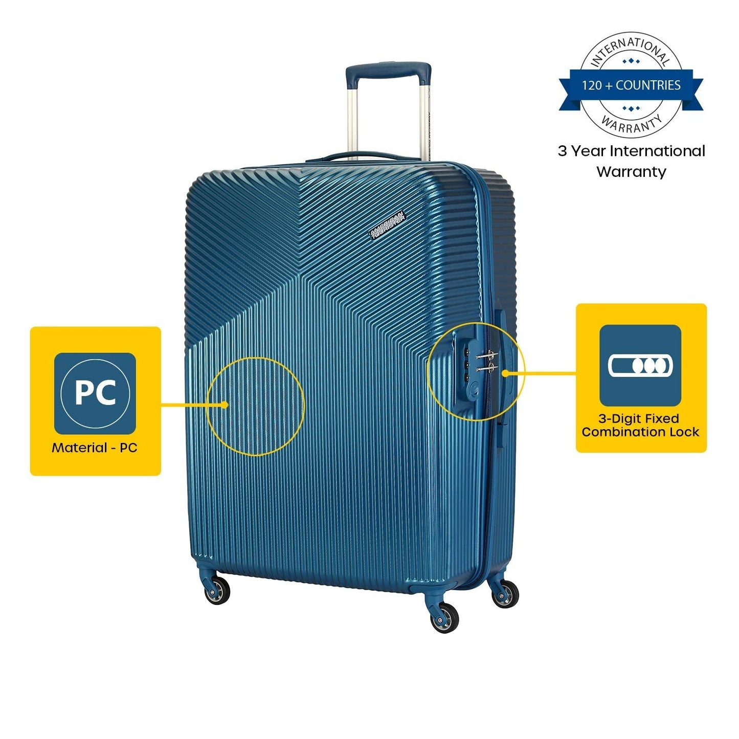 American Tourister Georgia Polycarbonate Moonlight Blue Hardsided Luggage Set (FS3 (0) 21 004)