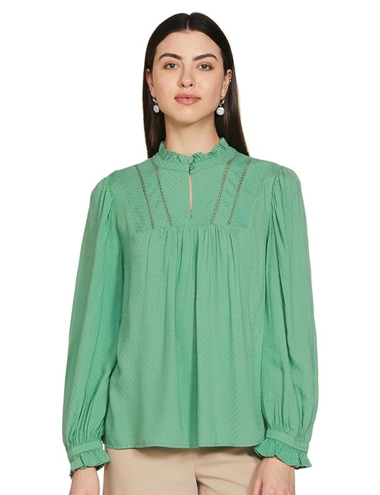 Marks & Spencer Round Neck Ruffle Long Sleeve Blouse
