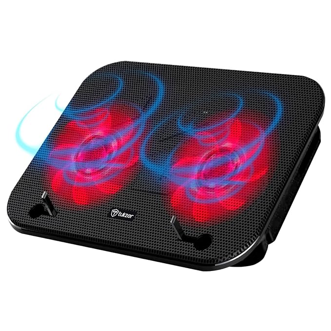 Laptop Cooling Pad, Portable Slim Quiet USB Powered Gaming Cooler Stand Chill Mat| 2-Red-LED Fans| USB Powered| 2-Viewing Angles |10-to-15.6-inch laptops, cp3 (TZ-CP3)1