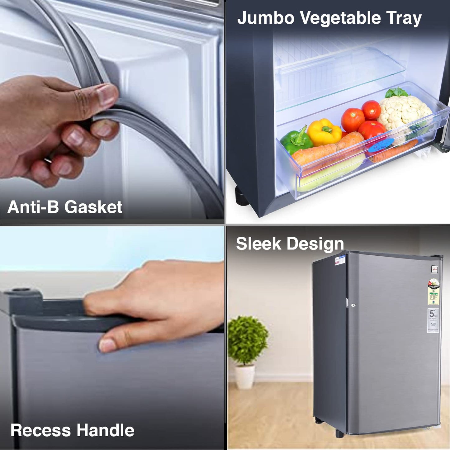 Godrej 99 L 1 Star Direct Cool Single Door Refrigerator (RD CHAMP 114A 13 WRF ST GR, Steel Grey, Wired Shelves)