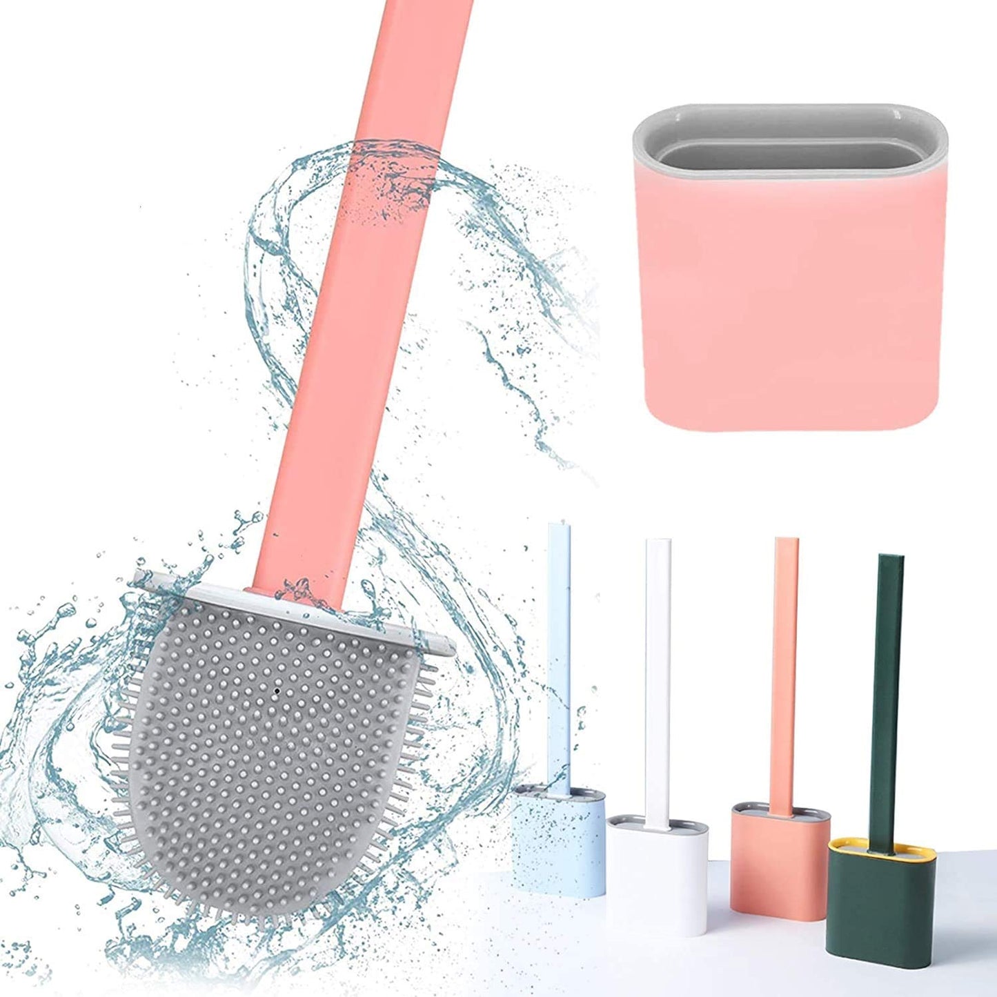UCRAVO Toilet Brush With Stand Silicone Flex Toilet Brush Bathroom Cleaning Supplies Household Cleaning Tools,toilet brushes for western toilet, toilet brush with holder stand, western toilet brush for cleaning, toilet brush with stand holder