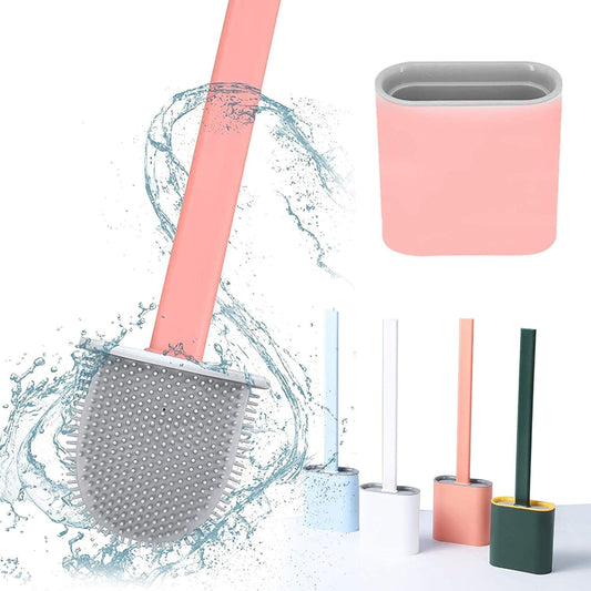UCRAVO Toilet Brush With Stand Silicone Flex Toilet Brush Bathroom Cleaning Supplies Household Cleaning Tools,toilet brushes for western toilet, toilet brush with holder stand, western toilet brush for cleaning, toilet brush with stand holder