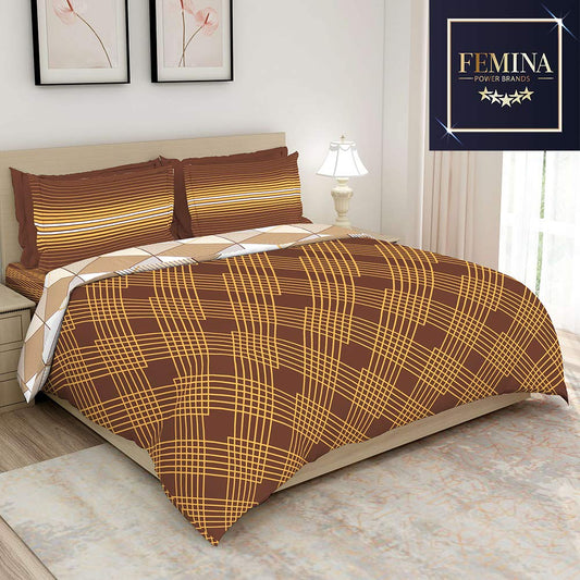 Divine Casa 144 Thread Count Pure Cotton Soft and Smooth Bed Sheet Double Bed for Every Day Use, Peach Amber, 254 X 222 cms