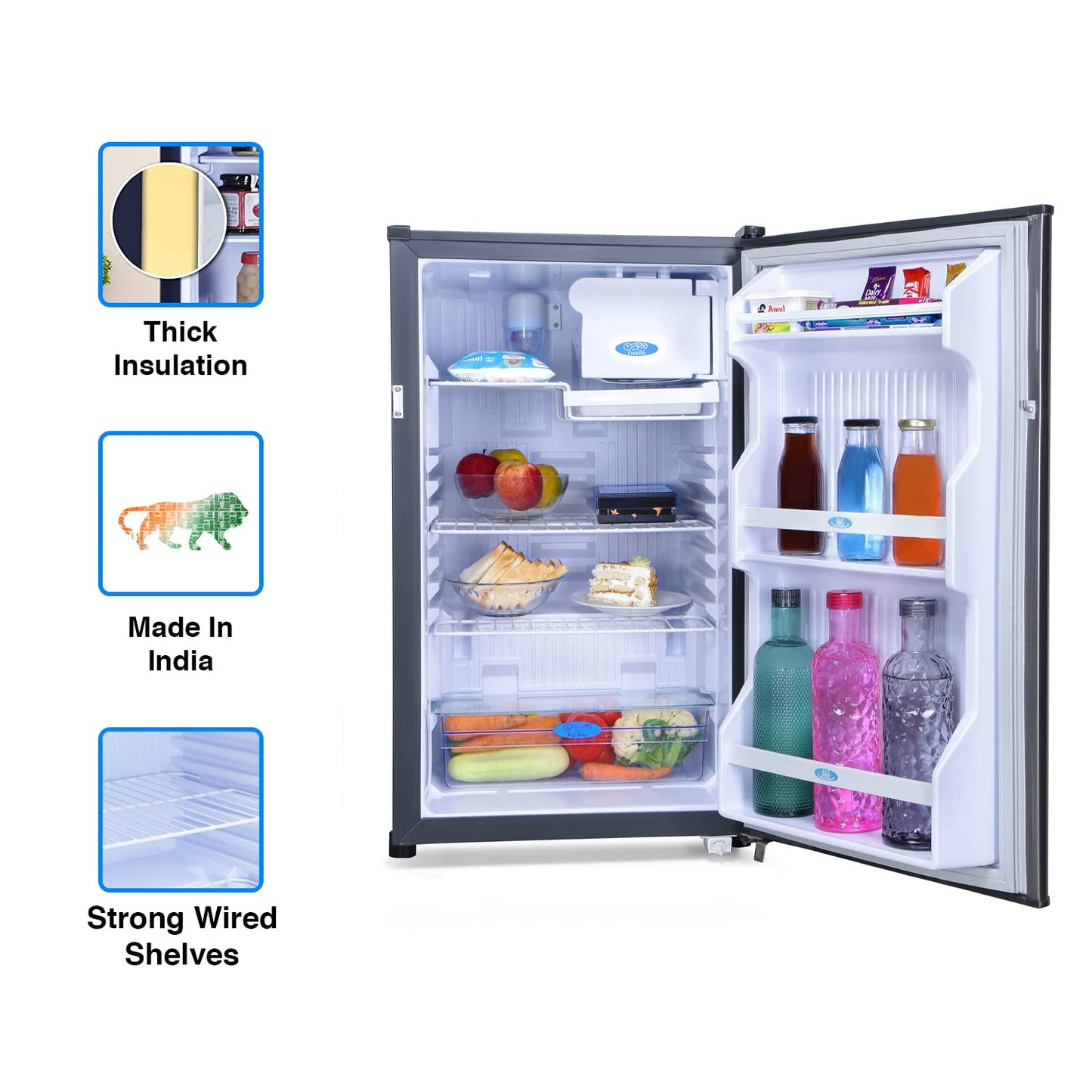 Godrej 99 L 1 Star Direct Cool Single Door Refrigerator (RD CHAMP 114A 13 WRF ST GR, Steel Grey, Wired Shelves)