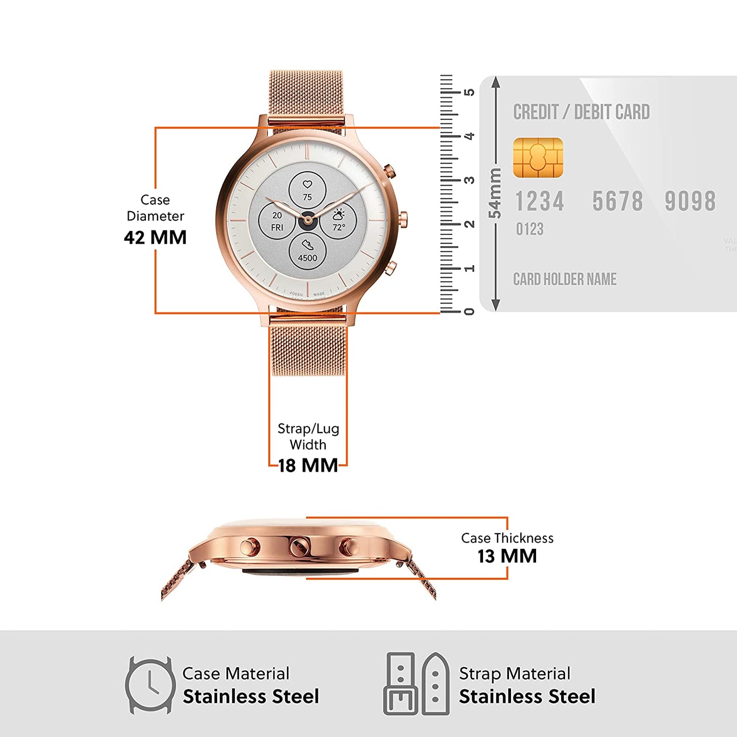 Fossil Charter Hybrid Hr Smartwatch White Dial Women's Watch - FTW7014