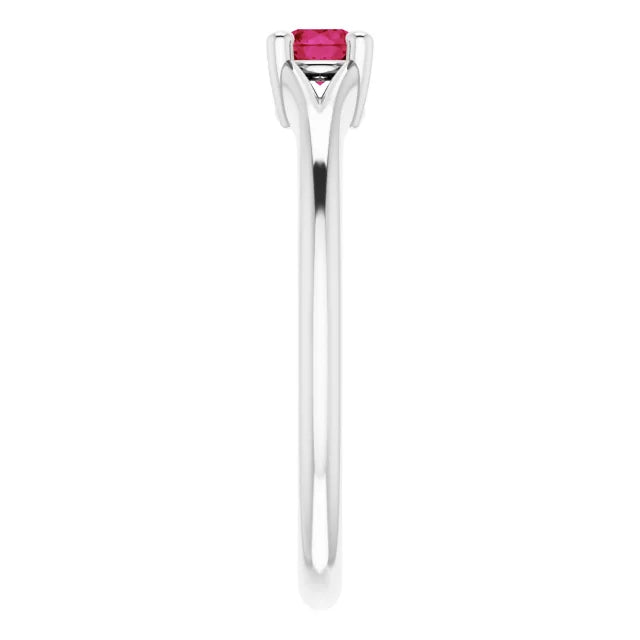 Sterling Silver Imitation Ruby Youth Solitaire Ring