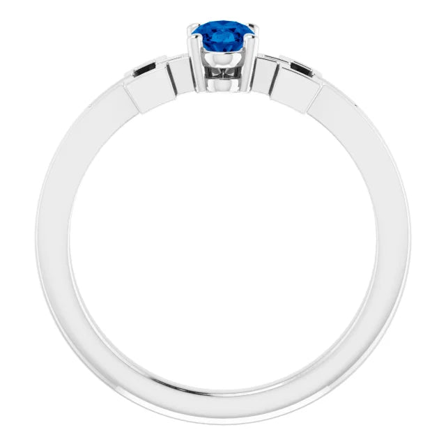 Sterling Silver Lab-Grown Blue Sapphire Youth Cross Ring