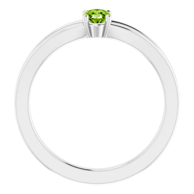 Sterling Silver Imitation Peridot Solitaire Youth Ring