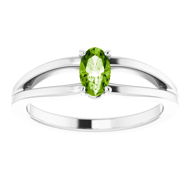 Sterling Silver Imitation Peridot Solitaire Youth Ring