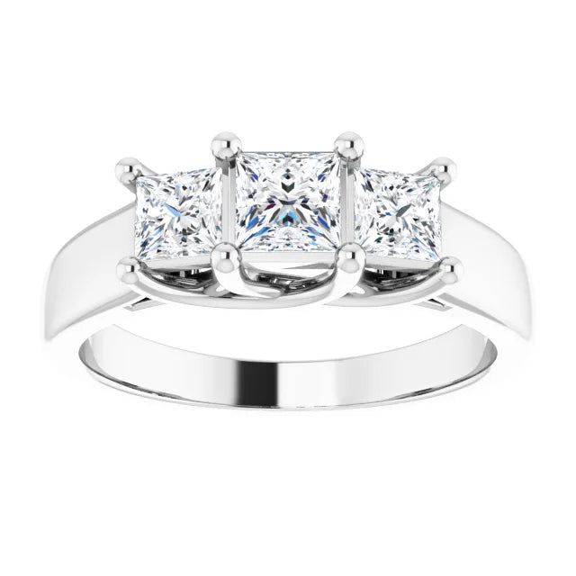 Sterling Silver Imitation White Cubic Zirconia Three-Stone Ring