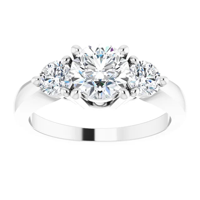 Sterling Silver Sterling Silver Imitation White Cubic Zirconia Three-Stone Ring