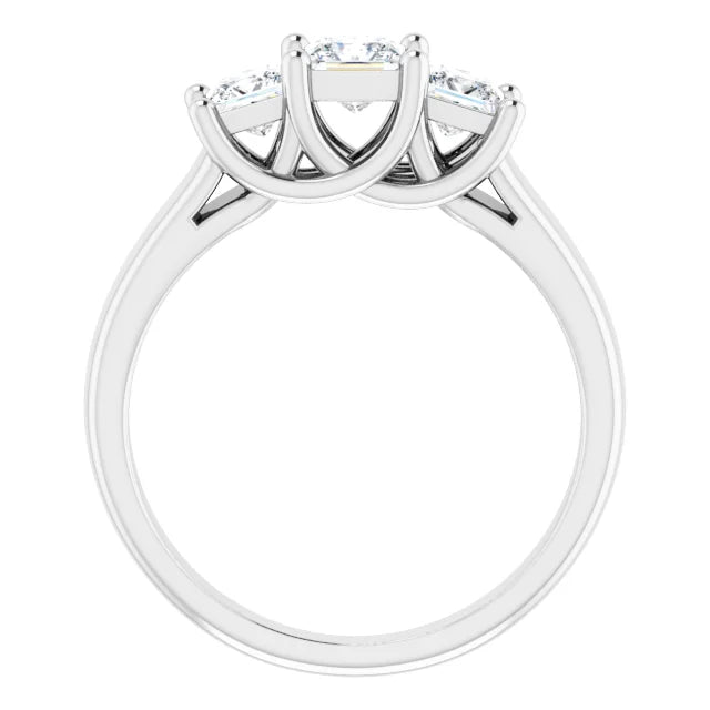 Sterling Silver Imitation White Cubic Zirconia Three-Stone Ring