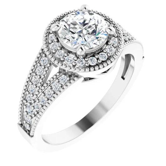 Sterling Silver Imitation White Cubic Zirconia Halo-Style Ring