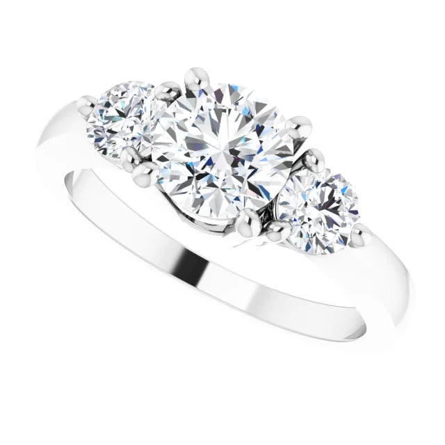 Sterling Silver Sterling Silver Imitation White Cubic Zirconia Three-Stone Ring