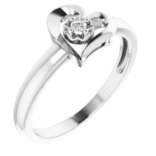 Sterling Silver Imitation White Cubic Zirconia Heart Ring