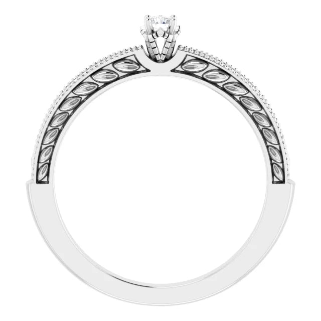 Sterling Silver Imitation White Cubic Zirconia Vintage-Inspired Ring