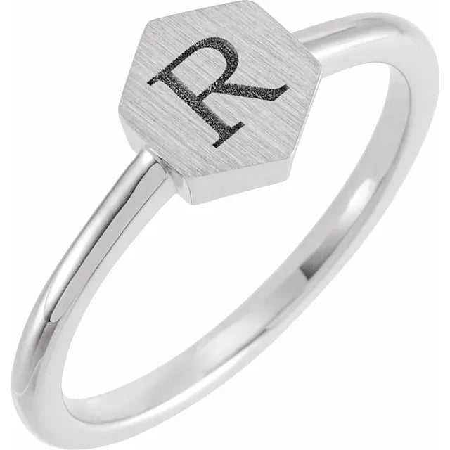 Sterling Silver 9.5x8 mm Geometric Signet Ring