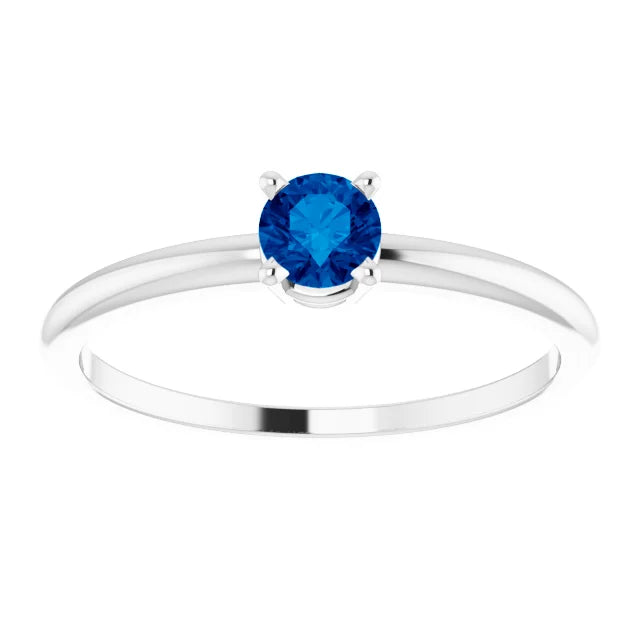 Sterling Silver 4 mm Natural Blue Sapphire Ring