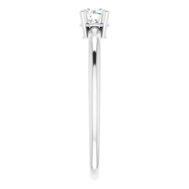 Sterling Silver 4 mm Natural White Sapphire Ring