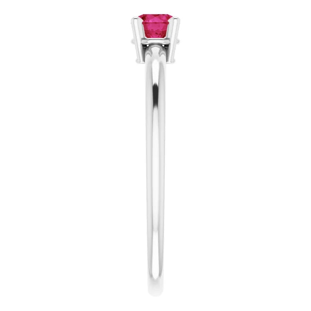 Sterling Silver 4 mm Lab-Grown Ruby Ring