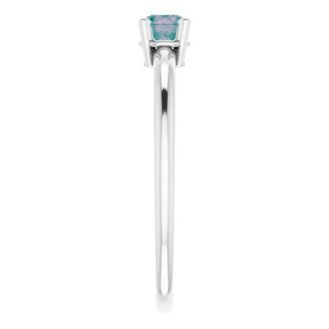Sterling Silver 4 mm Lab-Grown Alexandrite Ring