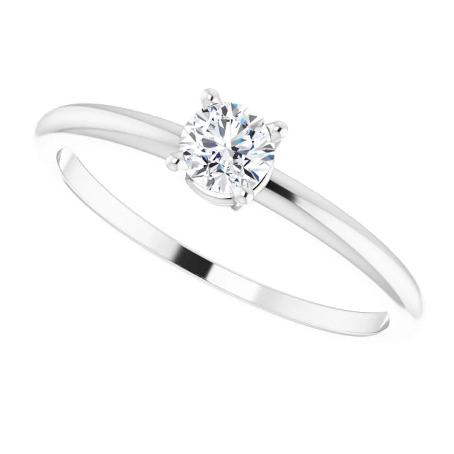 Sterling Silver 4 mm Natural White Sapphire Ring