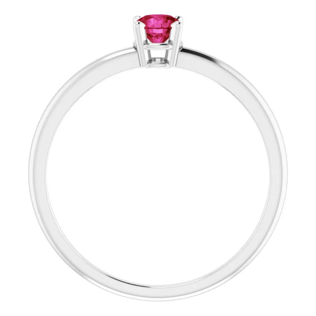 Sterling Silver 4 mm Lab-Grown Ruby Ring