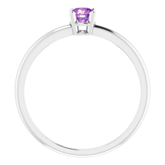 Sterling Silver 3 mm Imitation Amethyst Ring