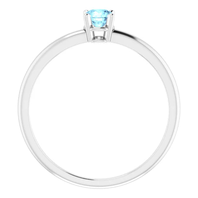 Sterling Silver 3 mm Imitation Aquamarine Ring