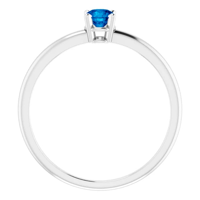 Sterling Silver 4 mm Natural Blue Sapphire Ring