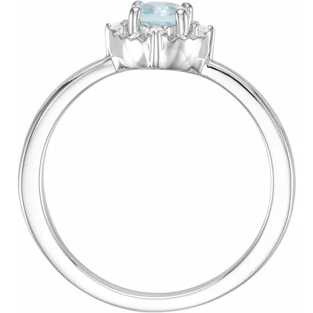 Sterling Silver Natural Sky Blue Topaz & .04 CTW Natural Diamond Halo-Style Ring